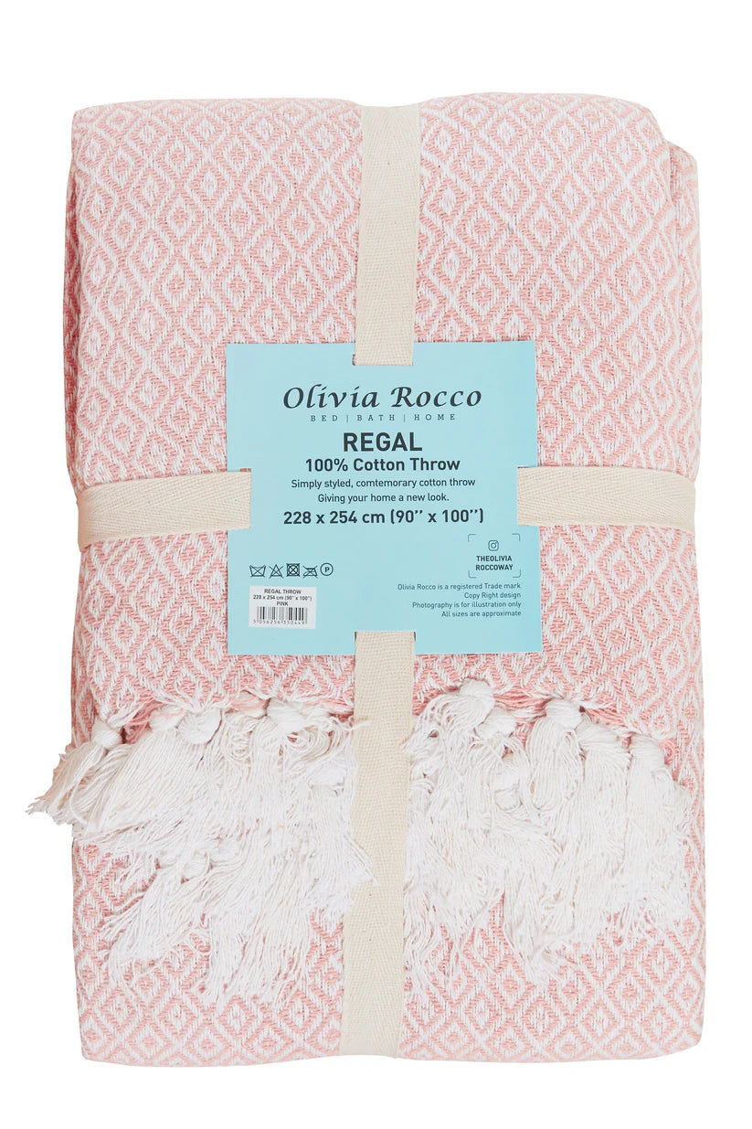 Regal Handwoven Pure Cotton Throw Blanket with Diamond Geometric Pattern