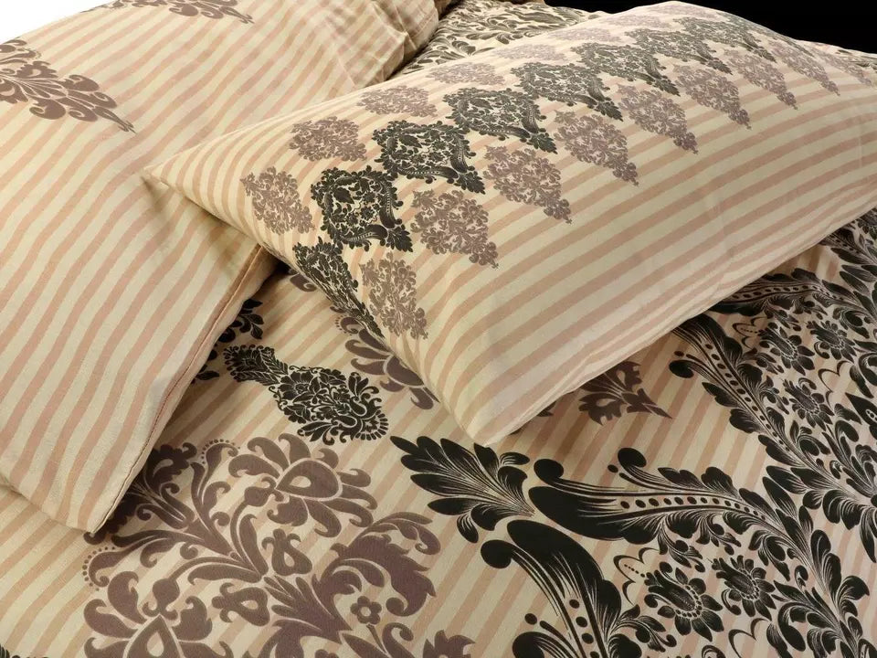 Duvet Cover Set Printed Floral Reversible Stripe Tanya Quilt Cover Bedding Set