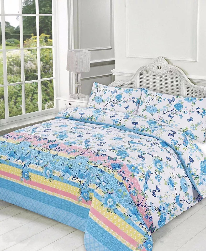 BLOSSOM Flowery DUVET COVER with Pillowcases ~ Floral Printed Quilt Cover Set