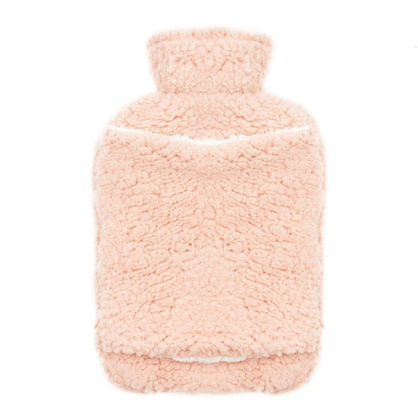 Teddy Fleece Hot Water Bottle with Hand Warmer Pocket Luxurious 2L Natural Rubber for Winter Comfort and Pain Relief