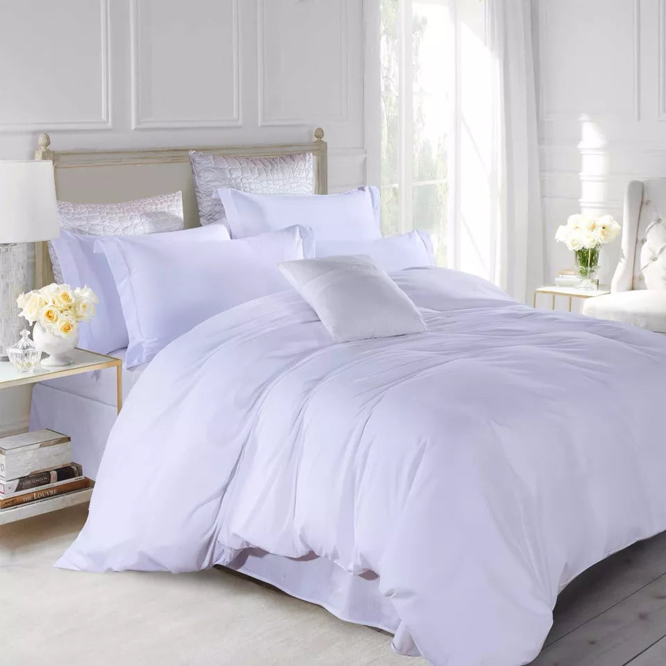 Plain Quilt Duvet Cover Bedding Set Pillowcase Pair Single Double King S King