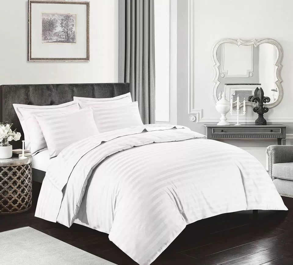 400 Thread Count Satin Stripe Egyptian Cotton Duvet Cover Set