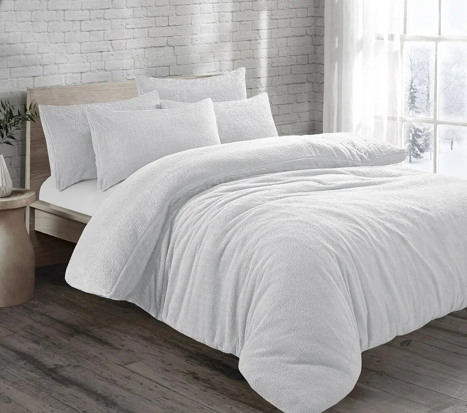 Teddy Fleece Duvet Cover Quilt Bedding Set with Pillow Case Warm & Cosy