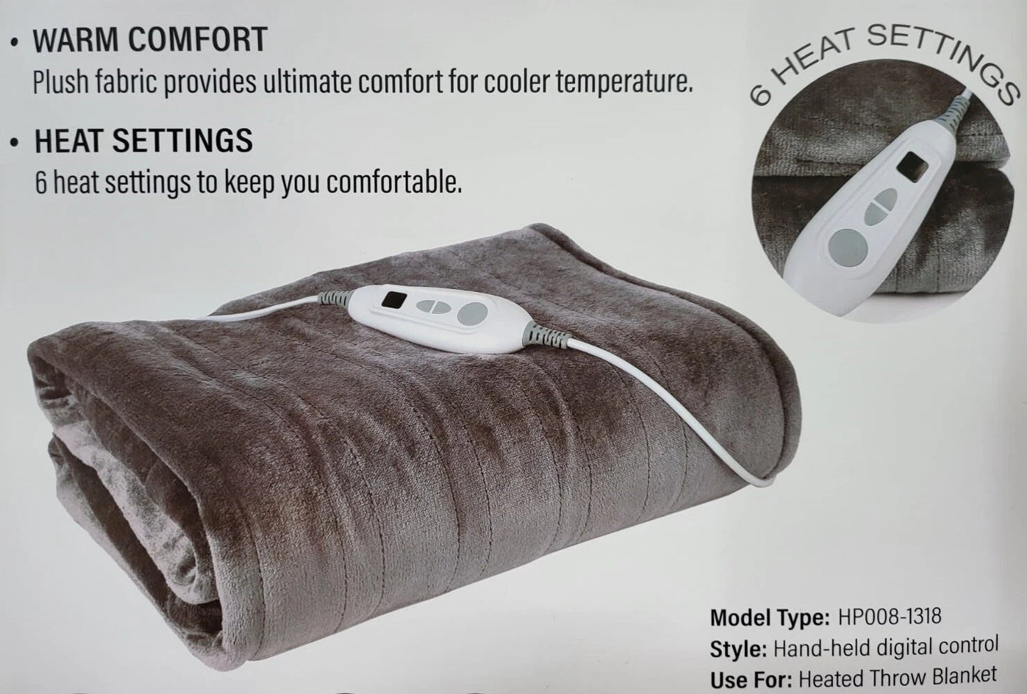Ultra Soft Electric Heated Throw Blanket with Adjustable Heat Settings 3 Colours