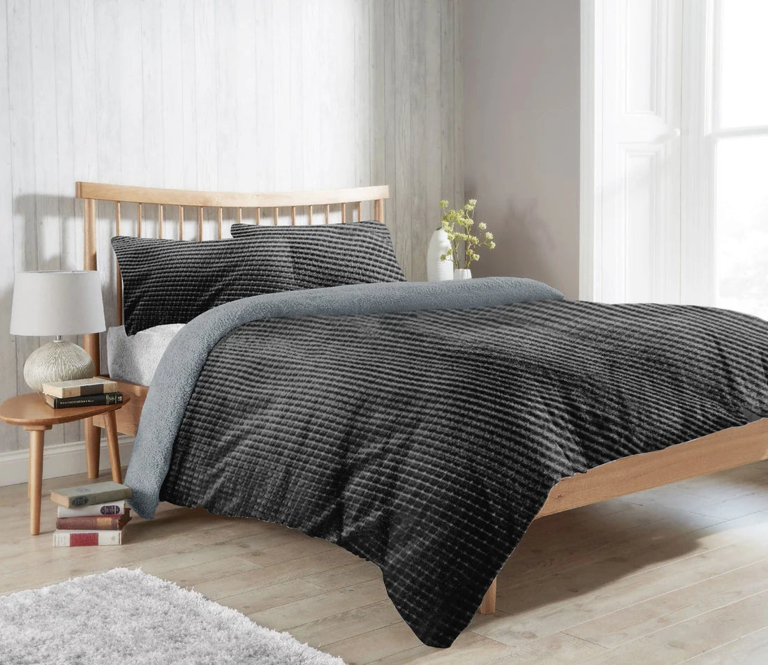 Maine Check Super Soft Fluffy Fleece Duvet Cover Set with Pillowcases