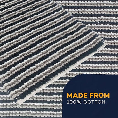 2 Piece Amalfi Super Soft Absorbent Bath Mat Set Jumbo Plush Cotton Pedestal Bath Rug with Modern Design for Bathroom