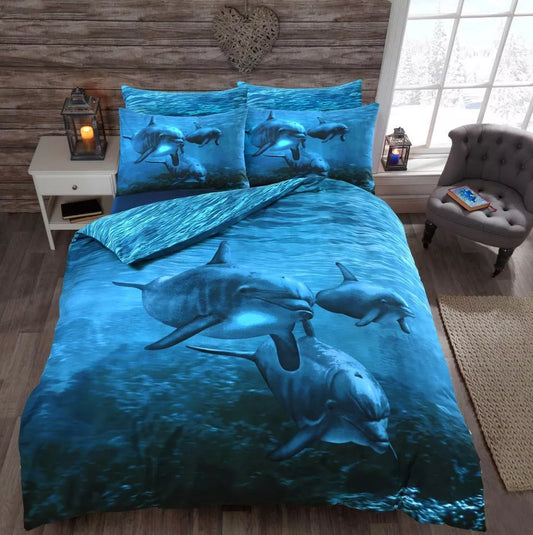 3D Dolphin Printed Duvet Cover Set 4 Sizes