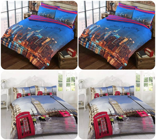 3D Duvet Sets London New York Printed