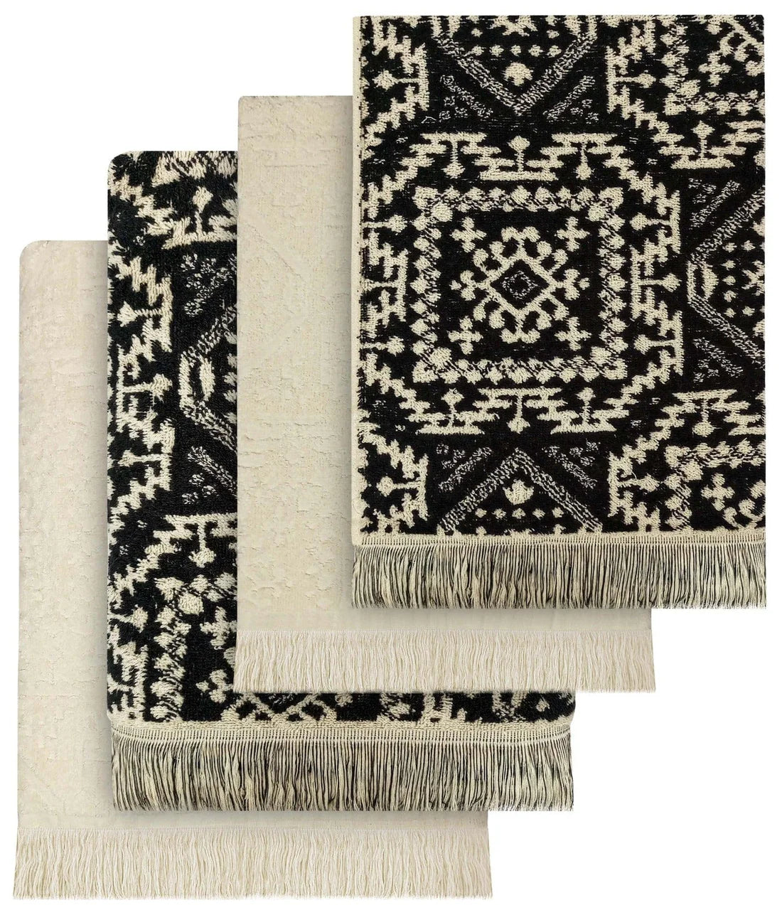 4 Piece Moroccan Towel Set 100% Cotton 500GSM High Absorbency