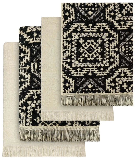 4 Piece Moroccan Towel Set 100% Cotton 500GSM High Absorbency