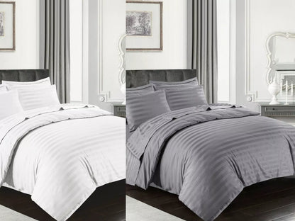 400 Thread Count Satin Stripe Egyptian Cotton Duvet Cover Set
