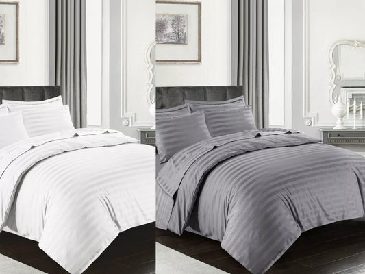 400 Thread Count Satin Stripe Egyptian Cotton Duvet Cover Set