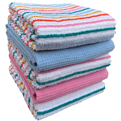 5 Pack Super Absorbent Cotton Kitchen Tea Towels Striped Quick Drying