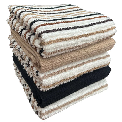 5 Pack Super Absorbent Cotton Kitchen Tea Towels Striped Quick Drying