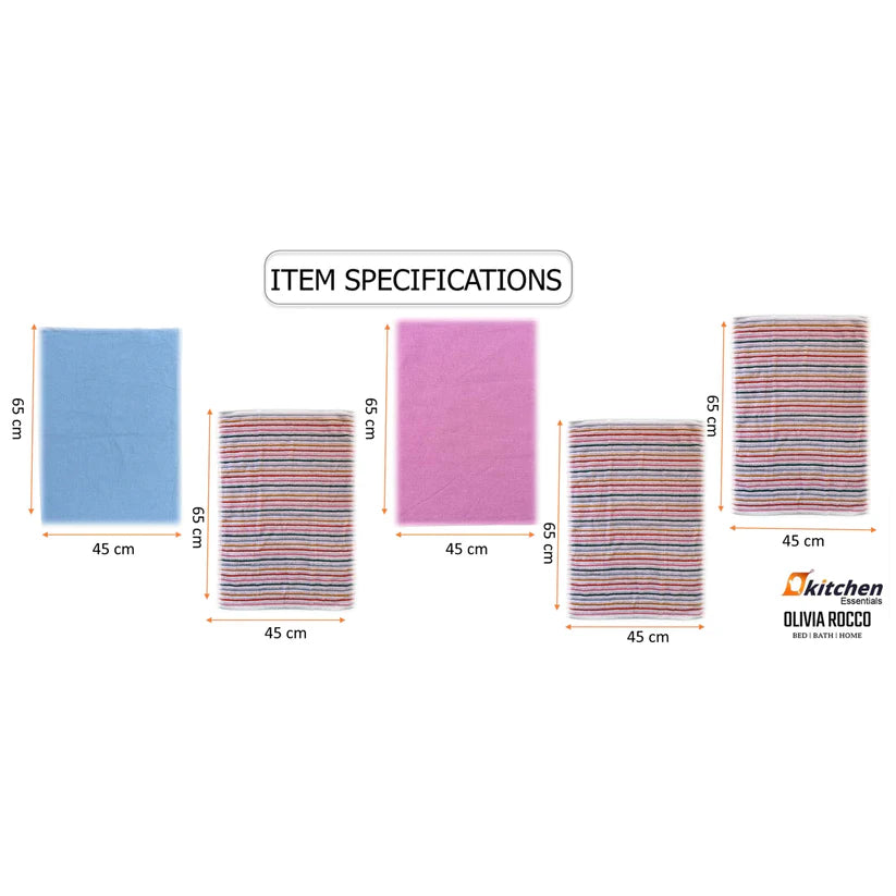 5 Pack Super Absorbent Cotton Kitchen Tea Towels Striped Quick Drying