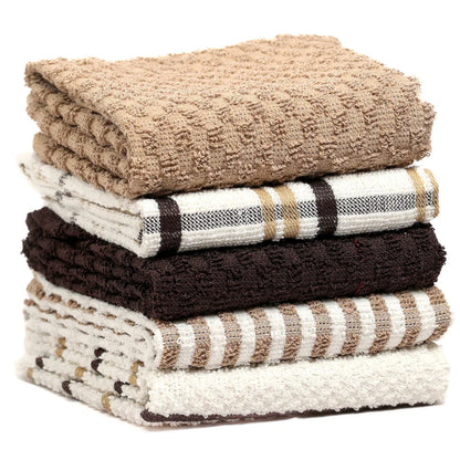 5 Pack Super Absorbent Check Quick Drying Cotton Terry Kitchen Tea Towels Durable Versatile Dish Towels for Home and Professional Use