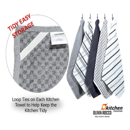 5 Pack Super Absorbent Check Quick Drying Cotton Terry Kitchen Tea Towels Durable Versatile Dish Towels for Home and Professional Use