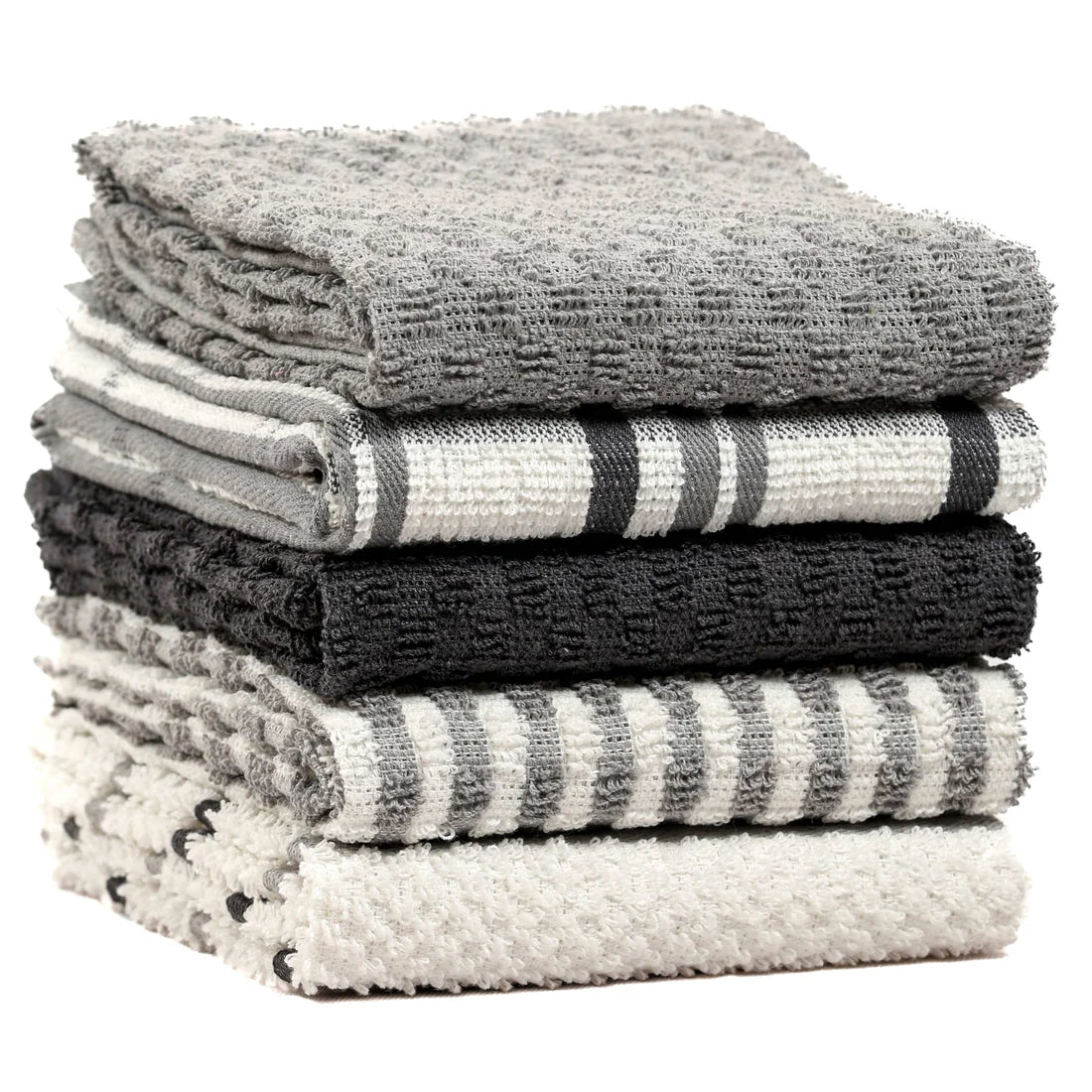 5 Pack Super Absorbent Check Quick Drying Cotton Terry Kitchen Tea Towels Durable Versatile Dish Towels for Home and Professional Use