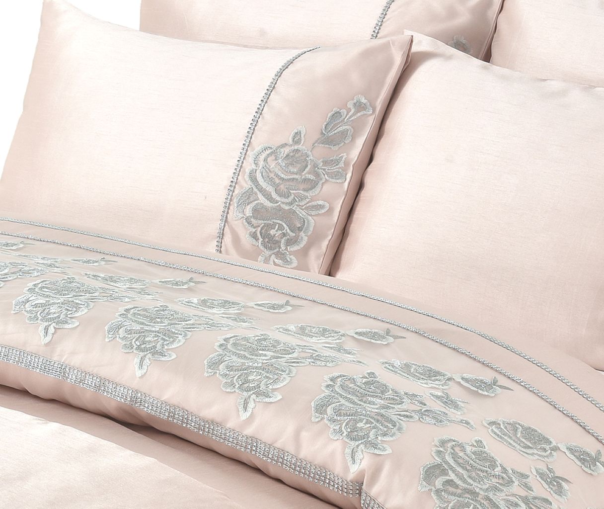 Amara Embroidered Textured Duvet Set 2 Colours