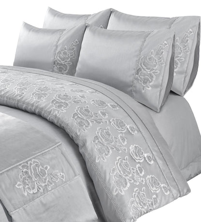 Amara Embroidered Textured Duvet Set 2 Colours