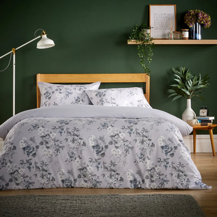 Appleby Grey Super Soft Flannel Duvet Cover Set with Pillowcases