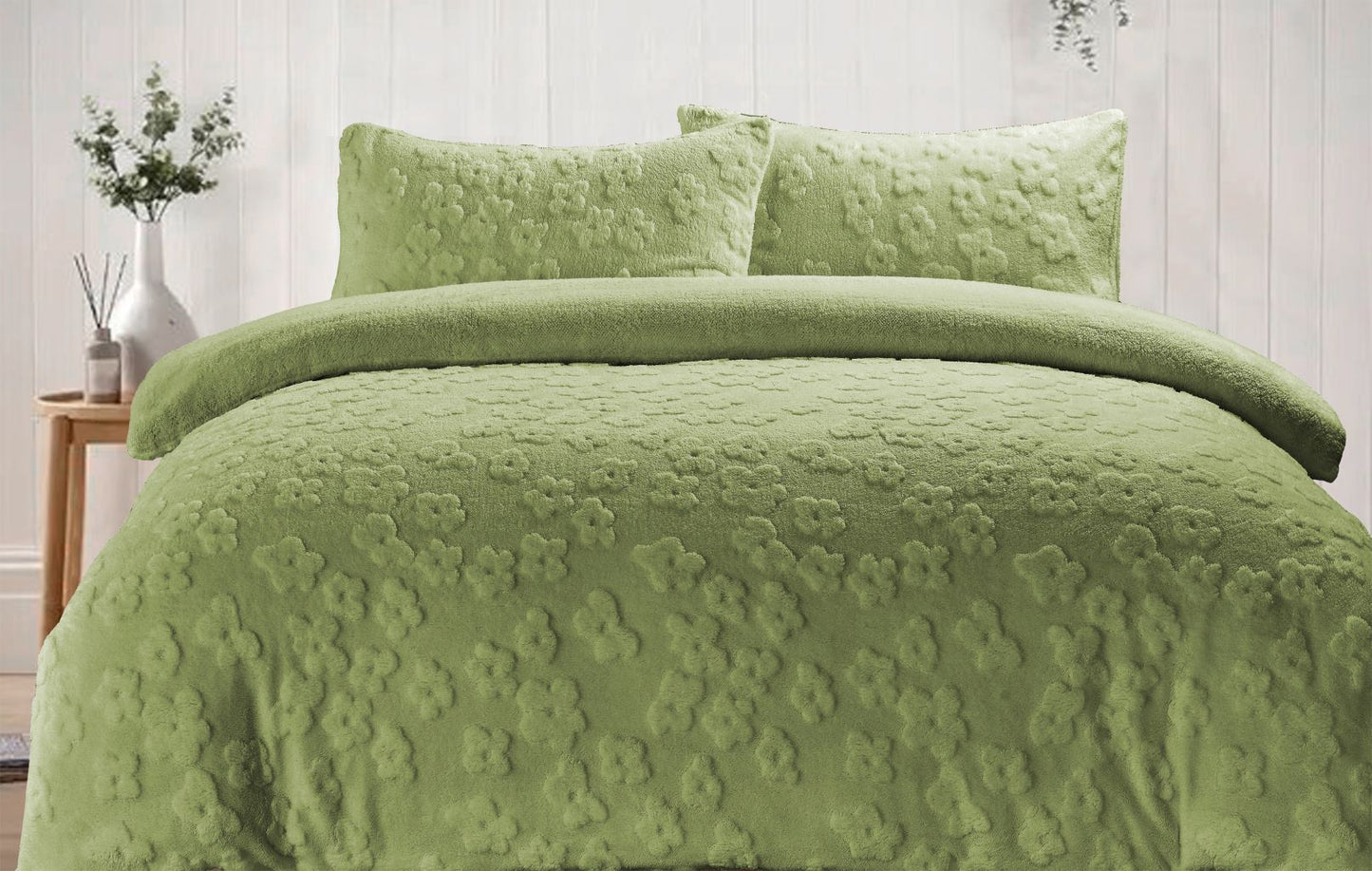 Teddy Fleece Daisy Duvet Set 3 Colours