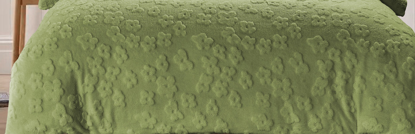 Teddy Fleece Daisy Duvet Set 3 Colours