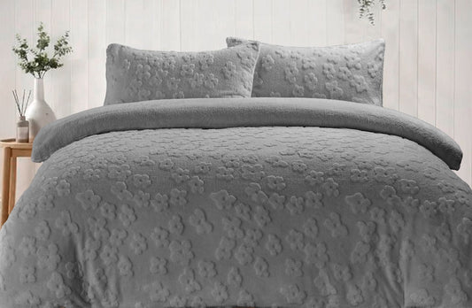 Teddy Fleece Daisy Duvet Set 3 Colours