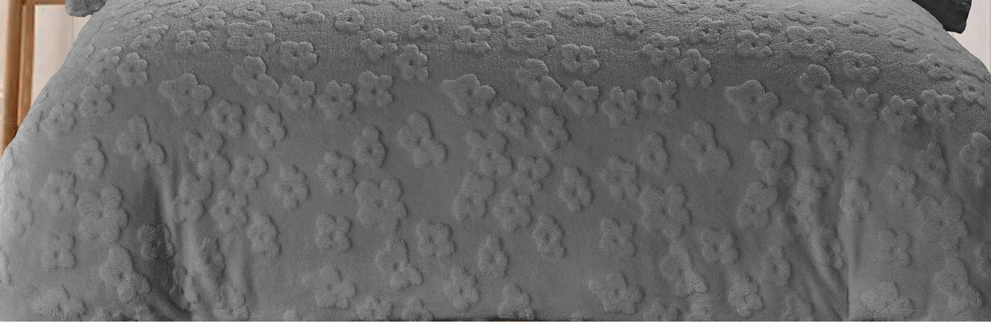 Teddy Fleece Daisy Duvet Set 3 Colours