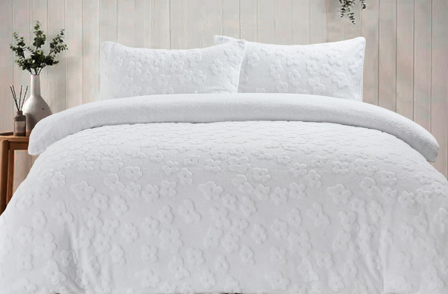 Teddy Fleece Daisy Duvet Set 3 Colours