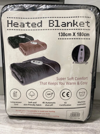 Ultra Soft Electric Heated Throw Blanket with Adjustable Heat Settings 3 Colours