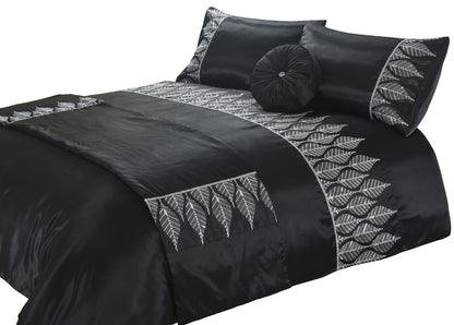 Mabel Luxury Embroidered Duvet Set Black