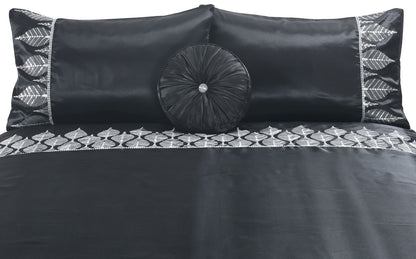 Mabel Luxury Embroidered Duvet Set Black