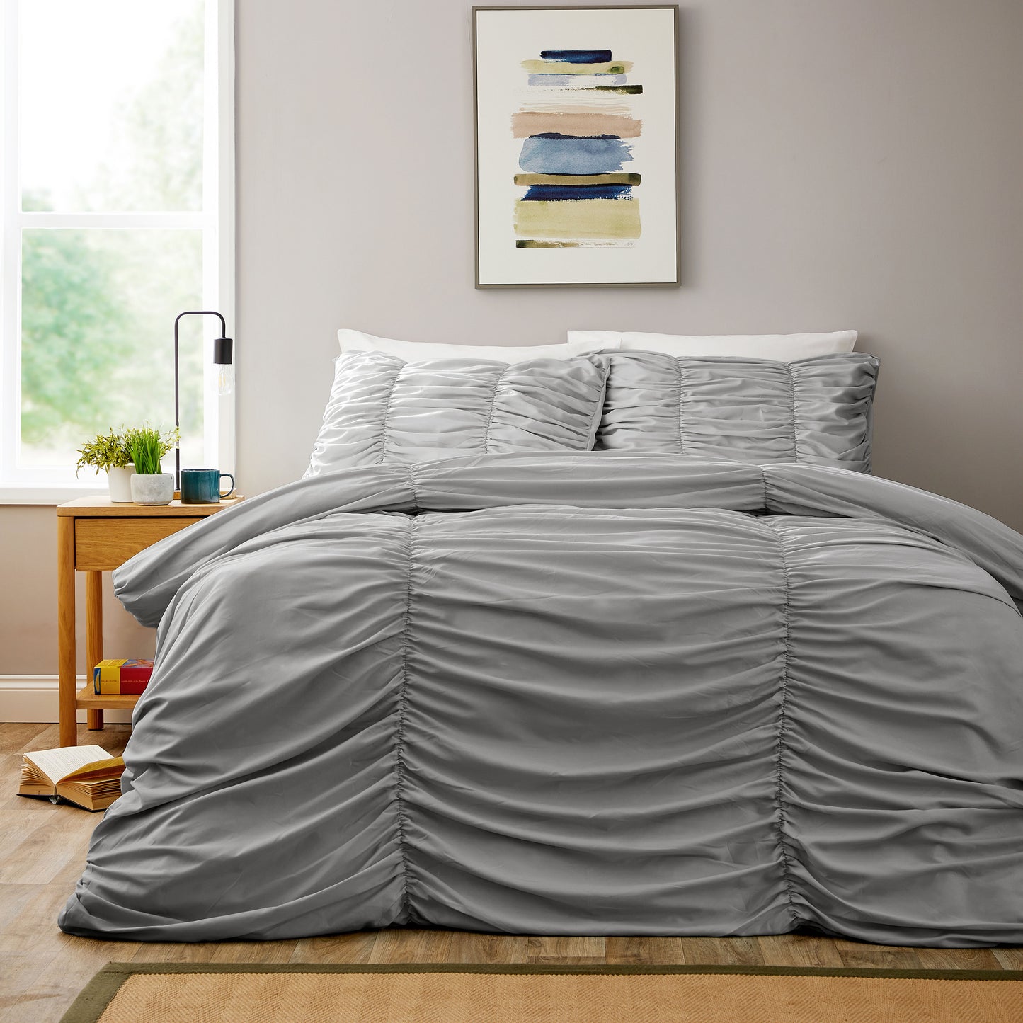 Ruched Pintuck Design Microfibre Duvet Set 3 Colours