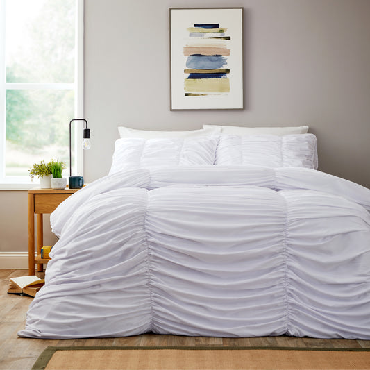 Ruched Pintuck Design Microfibre Duvet Set 3 Colours
