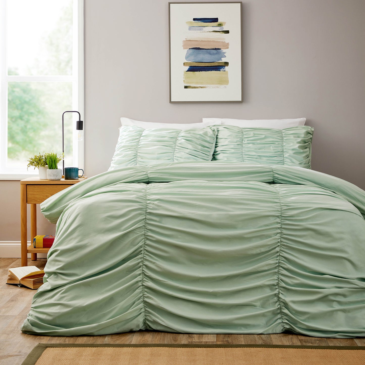 Ruched Pintuck Design Microfibre Duvet Set 3 Colours