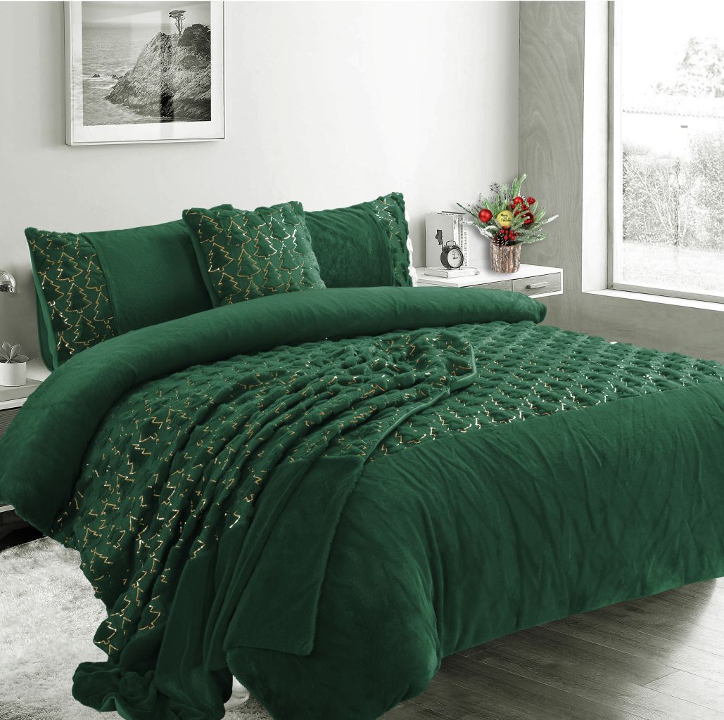 Teddy Xmas Tree Soft Duvet Set 3 Colours