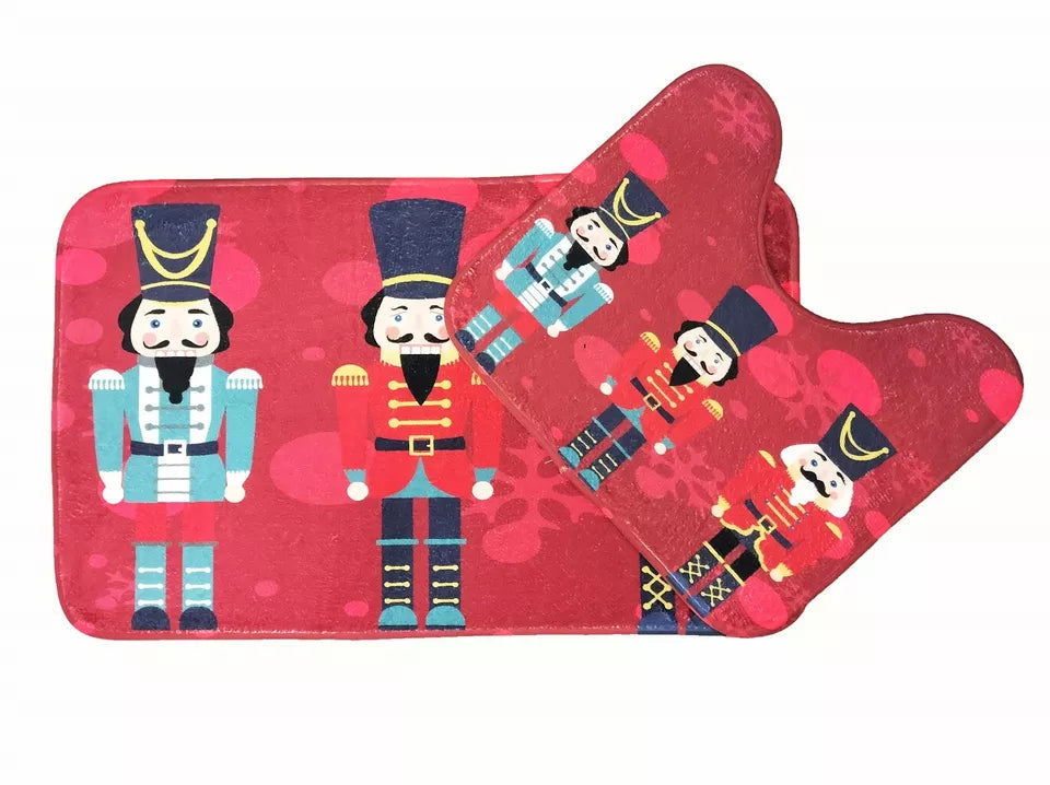 Bath Mat Set Memory Foam Anti Slip Christmas Festive Decor Gonks Santa Snowman