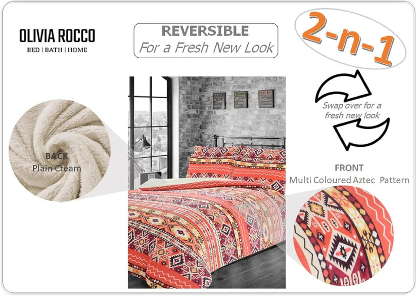 Aztec Print Teddy Fleece Duvet Set