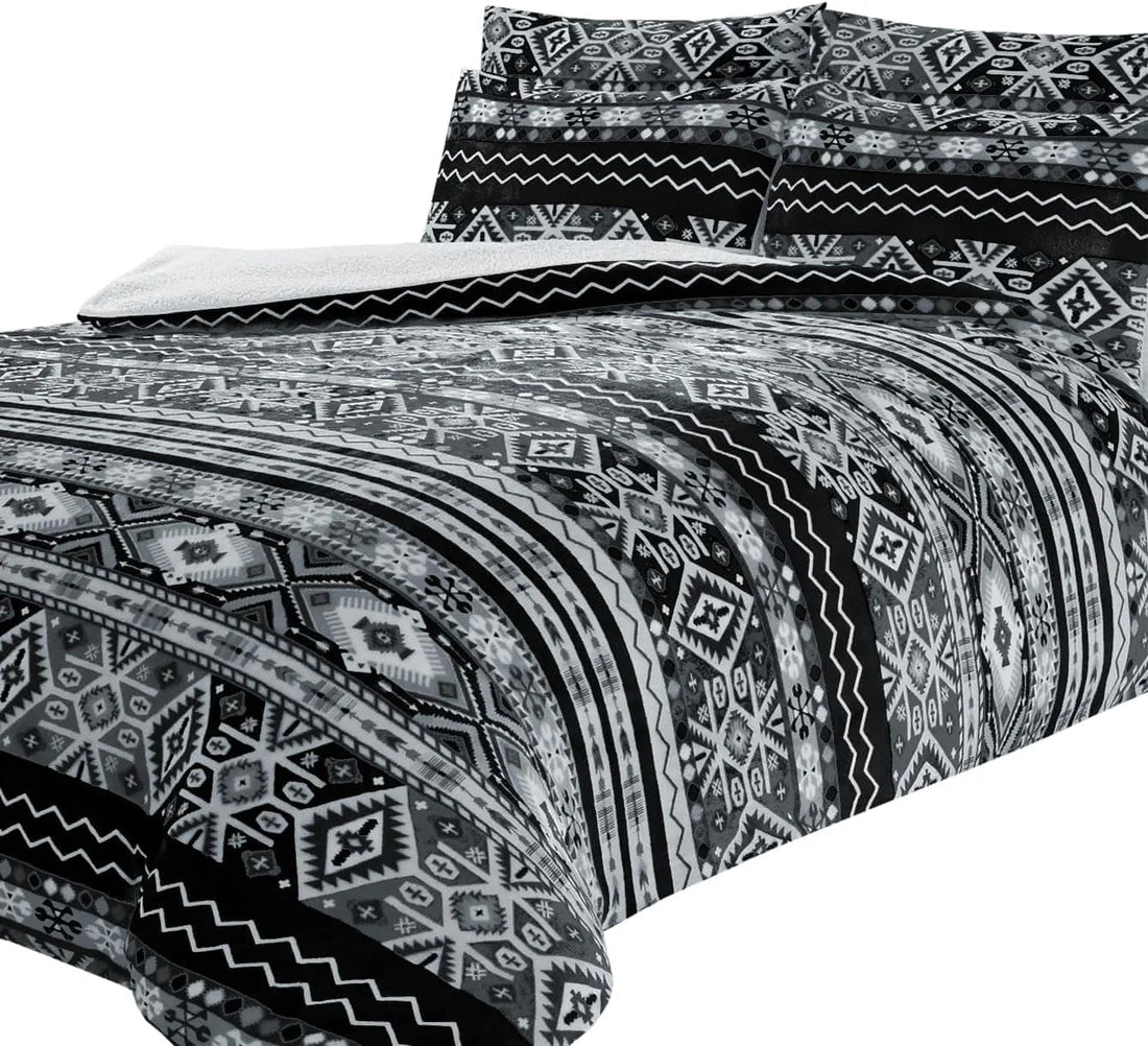 Aztec Print Teddy Fleece Duvet Set