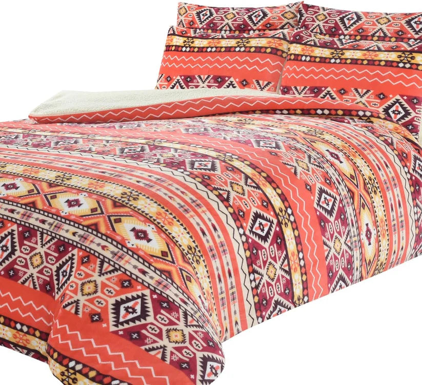 Aztec Print Teddy Fleece Duvet Set