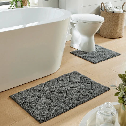 Bali Bath Mat & Pedestal Set Luxurious Super Absorbent Extra-Soft Cotton Mats