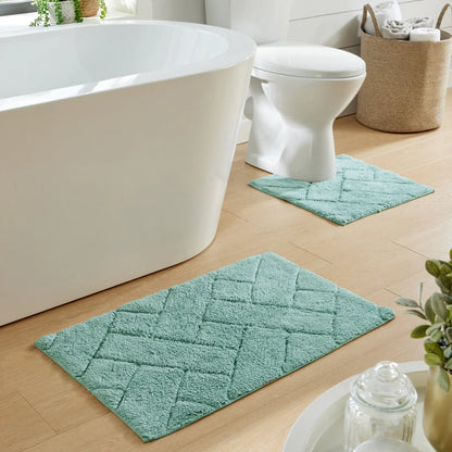 Bali Bath Mat & Pedestal Set Luxurious Super Absorbent Extra-Soft Cotton Mats