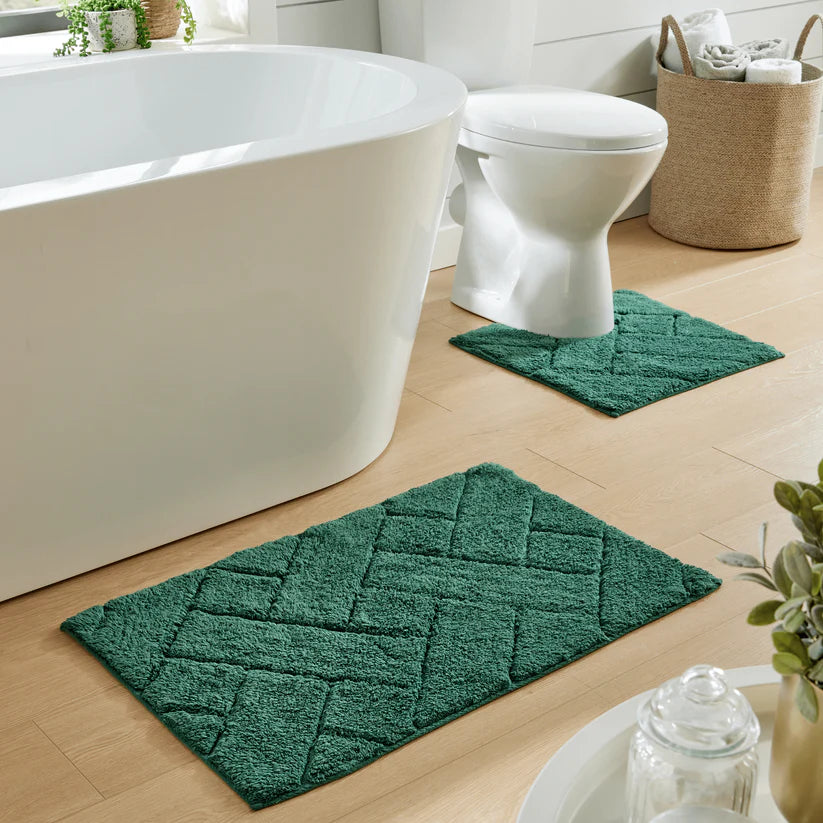 Bali Bath Mat & Pedestal Set Luxurious Super Absorbent Extra-Soft Cotton Mats