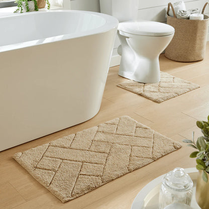 Bali Bath Mat & Pedestal Set Luxurious Super Absorbent Extra-Soft Cotton Mats