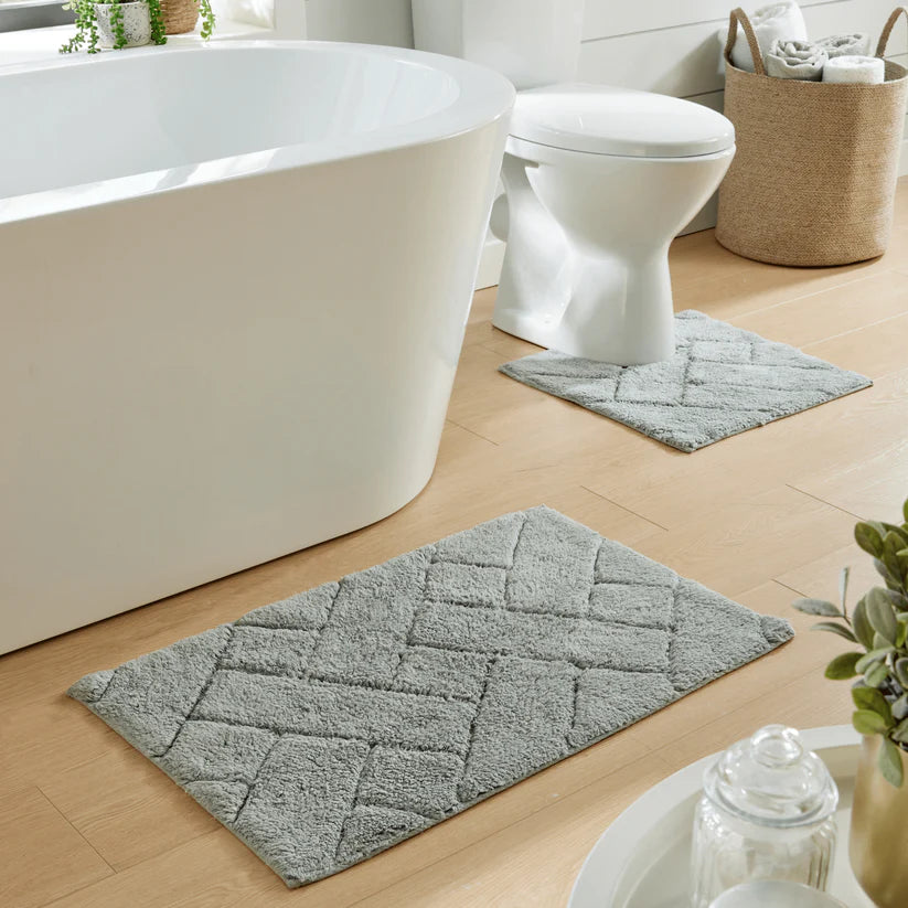Bali Bath Mat & Pedestal Set Luxurious Super Absorbent Extra-Soft Cotton Mats
