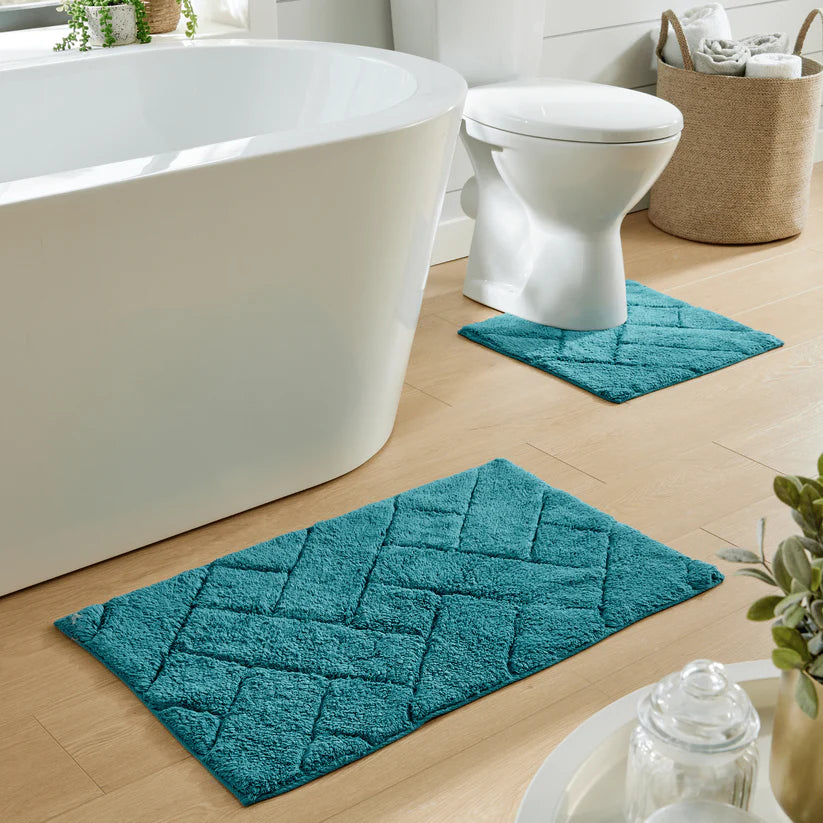 Bali Bath Mat & Pedestal Set Luxurious Super Absorbent Extra-Soft Cotton Mats