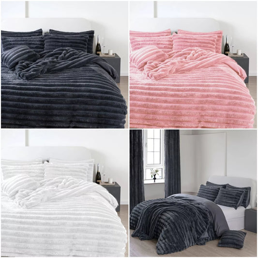 Big Cord Style Teddy Fleece Duvet Covers Soft Thermal Bedding / Throw / Curtains