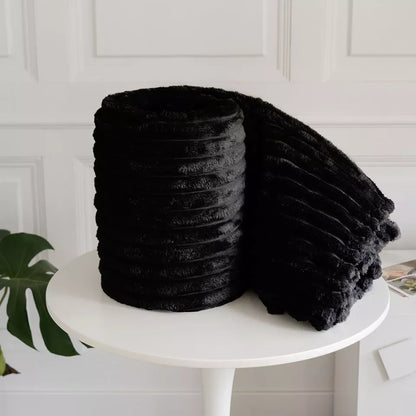 Ribbed Throws Fleece Blanket Chunky Cord Faux Fur Large Size Sofa Bed Soft Warm