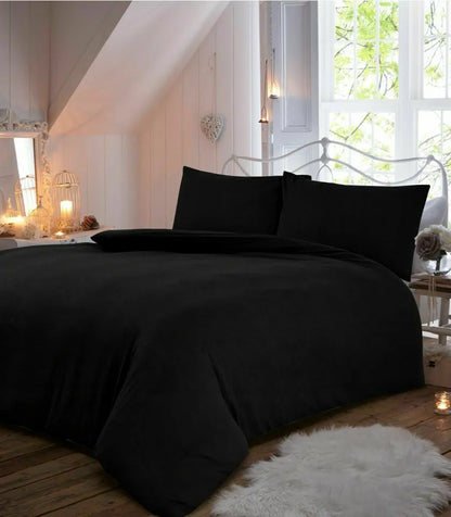 Flannelette 100% Brushed Cotton Duvet Quilt Cover Set All Sizes